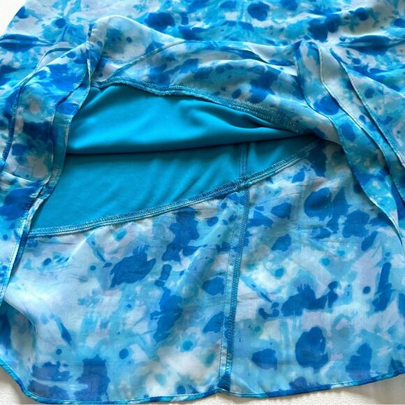 Calvin Klein Dress Blue Watercolor Sleeveless Knee Length Shift Trapeze Size 4 - Picture 10 of 12